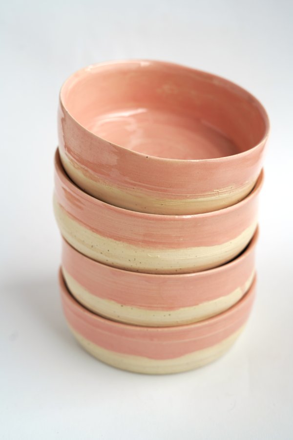 Handgetöpferte Müslischale aus Keramik – rosa natur, Unikat